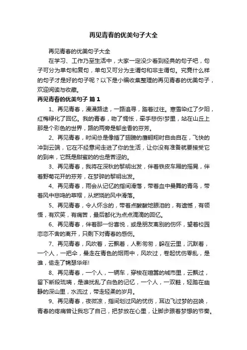 再见青春的优美句子大全
