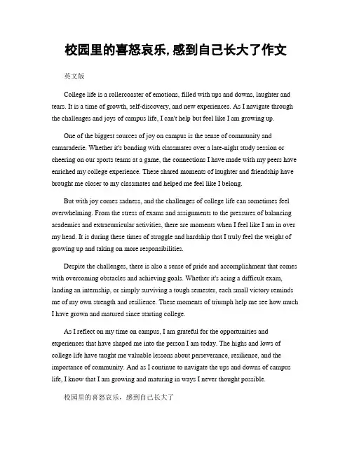 校园里的喜怒哀乐,感到自己长大了作文