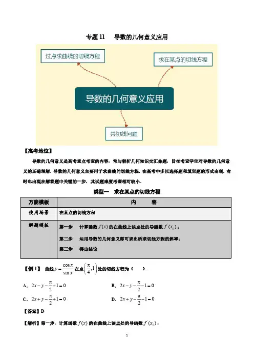 专题11 导数的几何意义应用