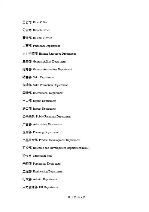办公室门牌英文翻译