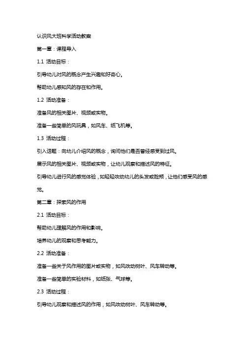 认识风大班科学活动教案