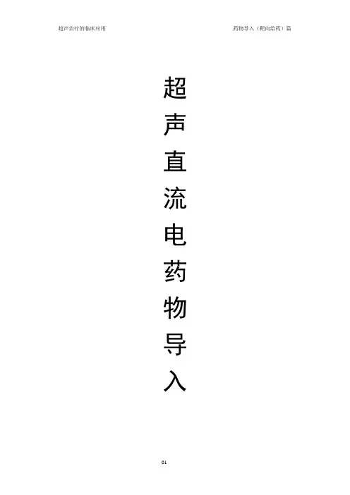 超声治疗的临床应用(药物导入篇)
