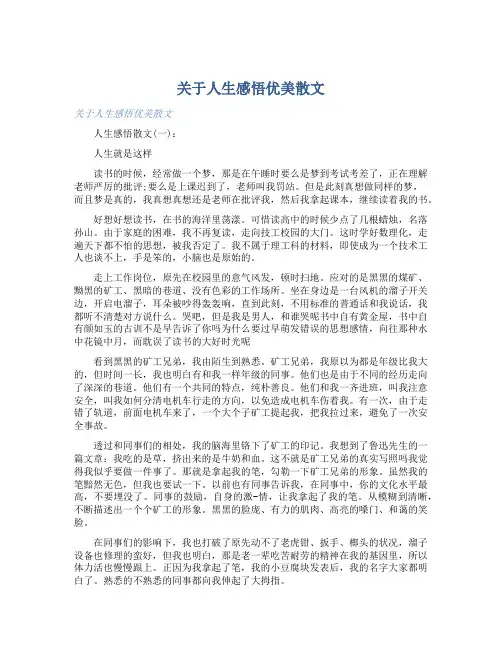 关于人生感悟优美散文 
