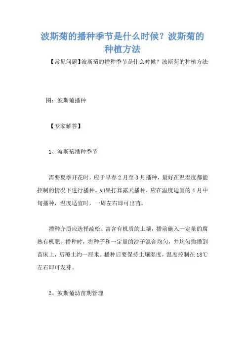波斯菊的播种季节是什么时候？波斯菊的种植方法