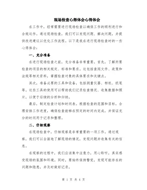 现场检查心得体会心得体会