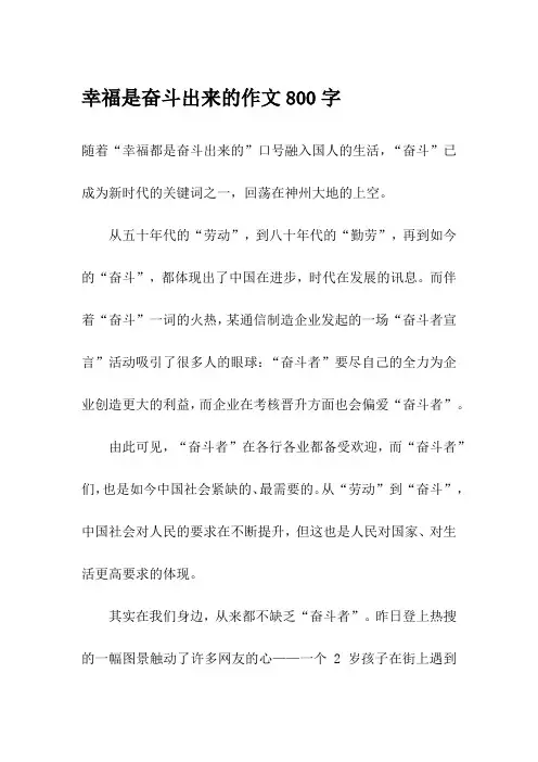 幸福是奋斗出来的——高三作文800字