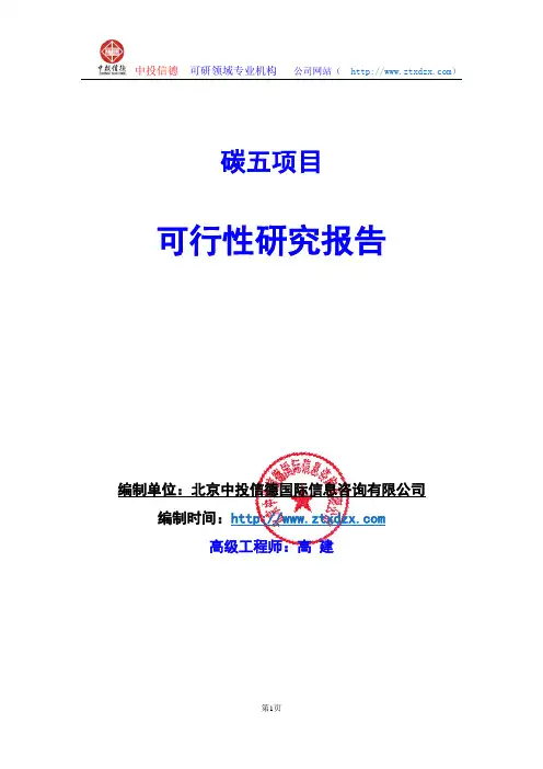 关于编制碳五项目可行性研究报告编制说明