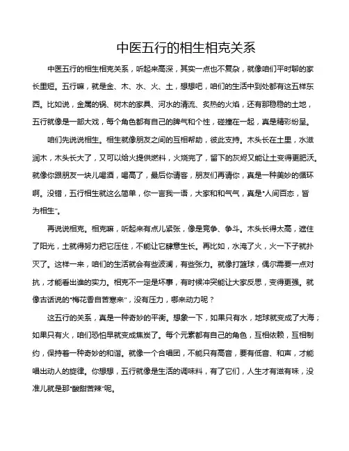 中医五行的相生相克关系