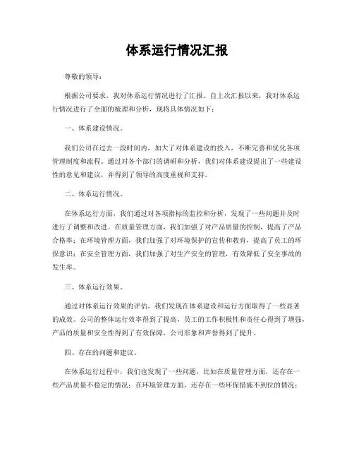 体系运行情况汇报