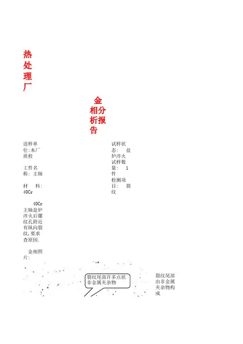 热处理厂金相分析报告40Cr