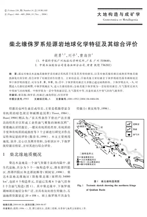柴北缘侏罗系烃源岩地球化学特征及其综合评价
