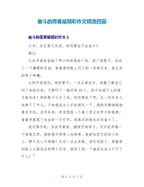 奋斗的青春最精彩作文精选四篇