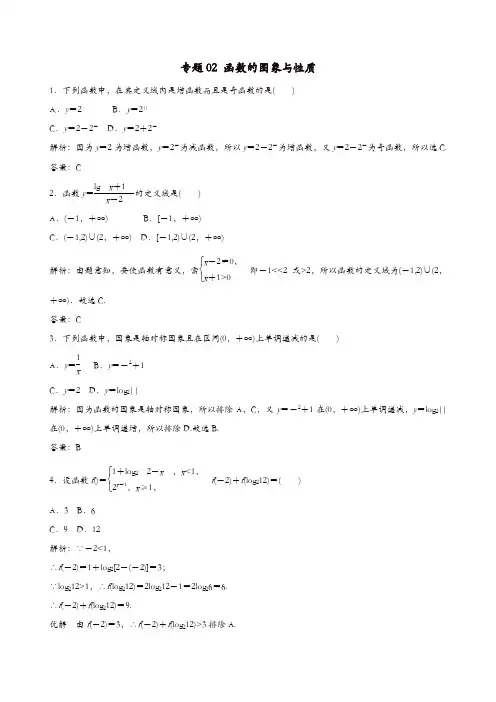 2019年高考数学考纲解读与热点难点突破专题02函数的图象与性质热点难点突破理