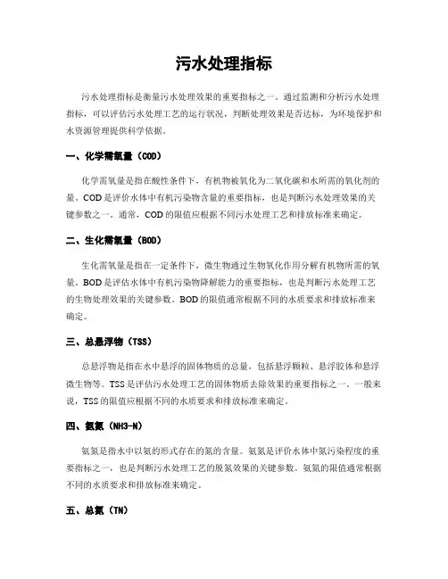 污水处理指标