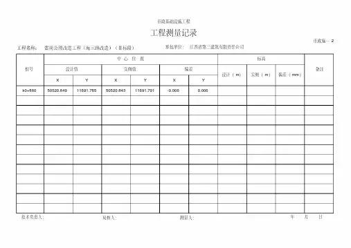 工程测量记录表(推荐文档)