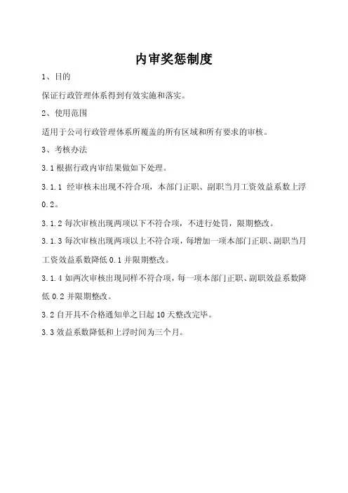 内审奖惩制度