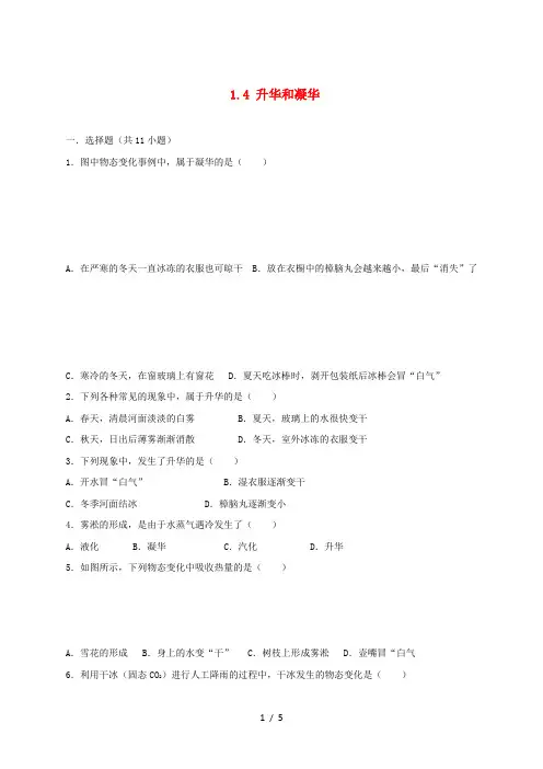 八年级物理上册 1.4 升华和凝华练习 (新版)北师大版
