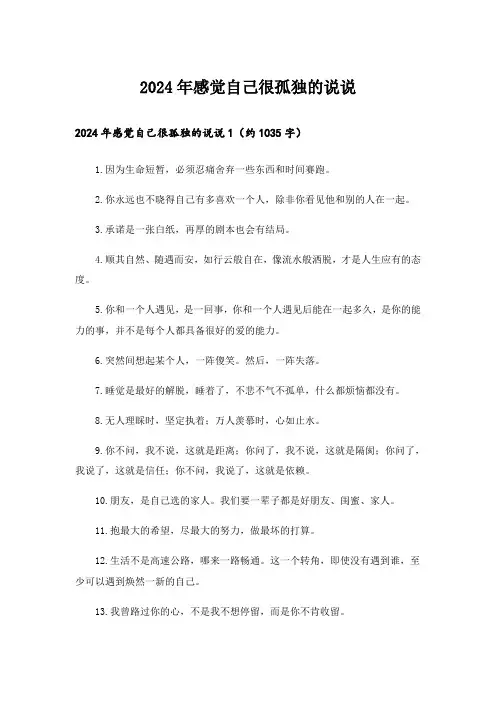 2024年感觉自己很孤独的说说