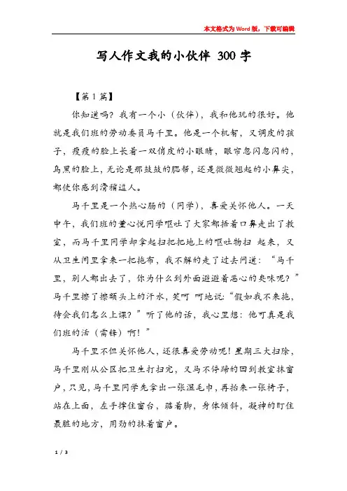写人作文我的小伙伴 300字