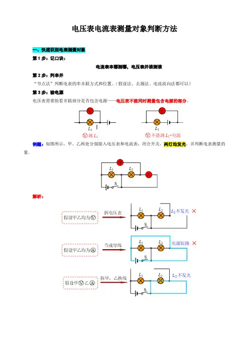 电压表电流表测量对象判断方法