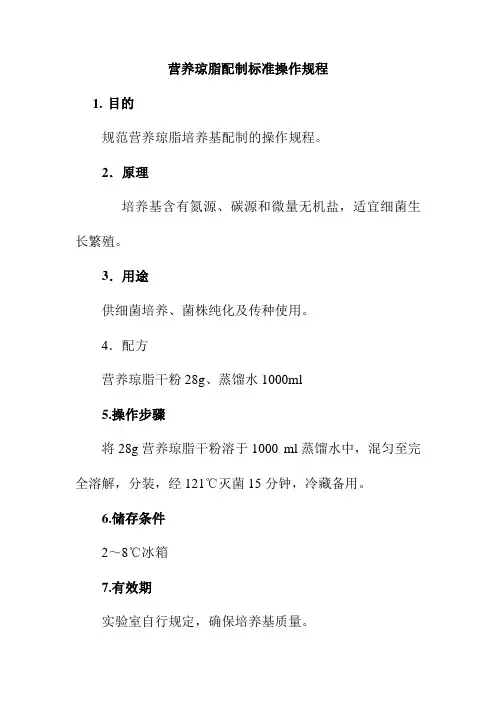 营养琼脂配制标准操作规程