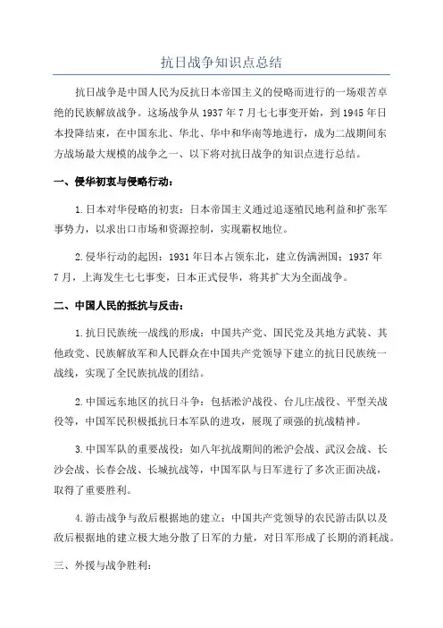 抗日战争知识点总结