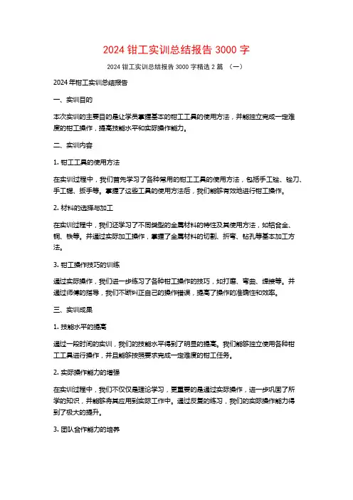 2024钳工实训总结报告3000字2篇