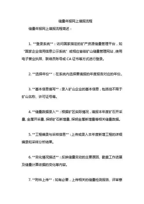 储量年报网上填报流程