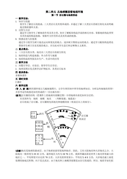高一地理岩石圈与地表形态必修一 2.1 鲁教版