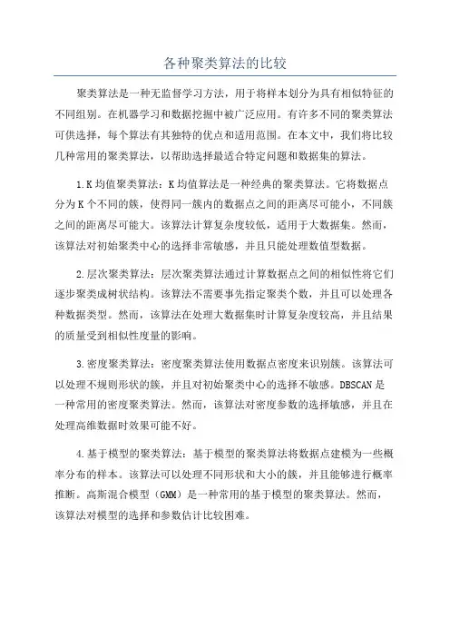 各种聚类算法的比较