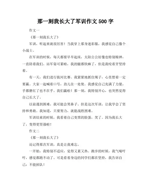 那一刻我长大了军训作文500字