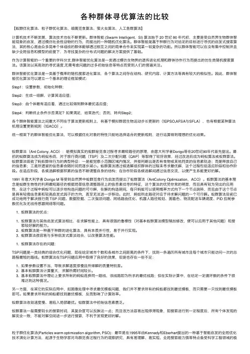 各种群体寻优算法的比较