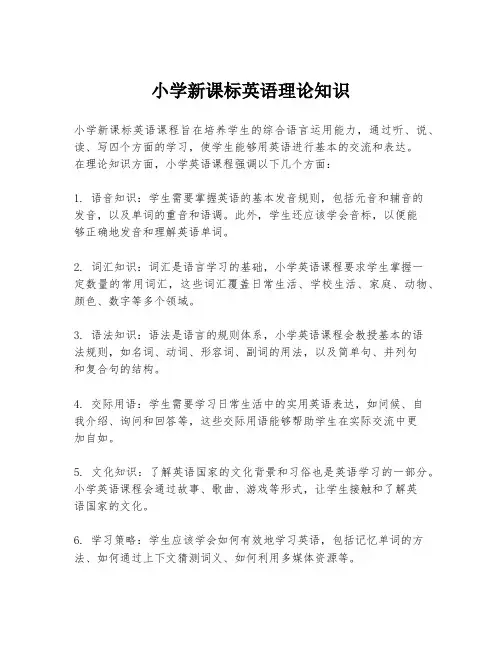 小学新课标英语理论知识