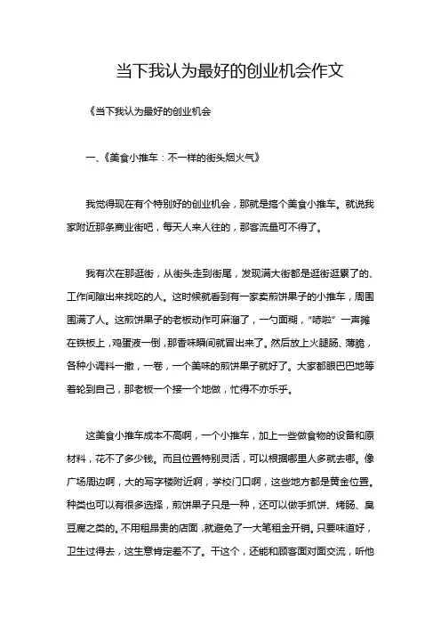 当下我认为最好的创业机会作文