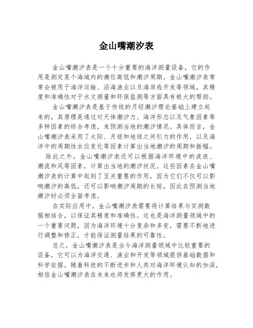 金山嘴潮汐表