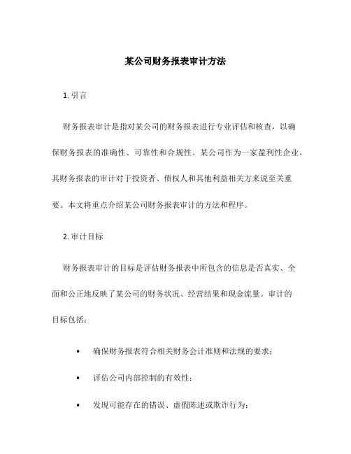某公司财务报表审计方法