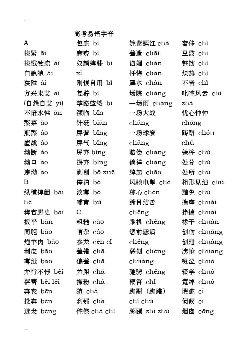 高考-易错字音字形归纳