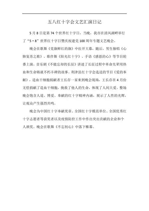 五八红十字会文艺汇演日记