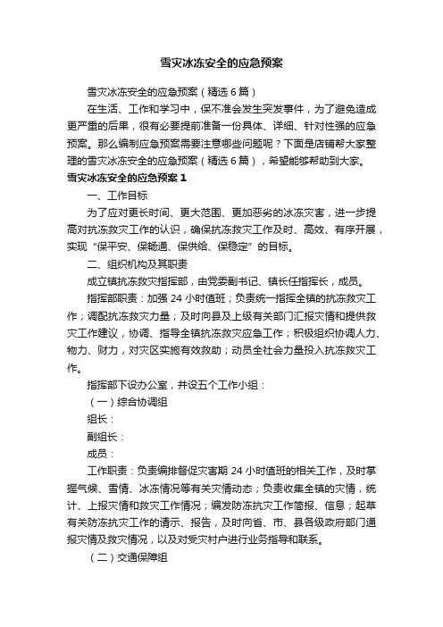 雪灾冰冻安全的应急预案