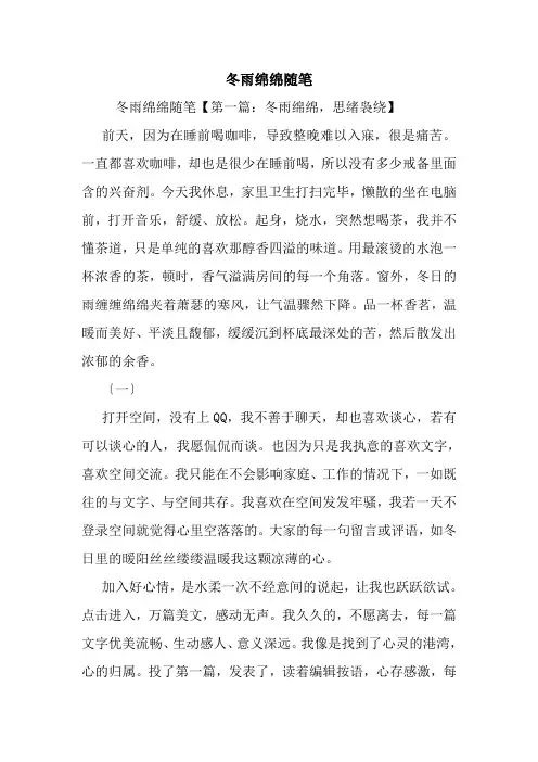 最新冬雨绵绵随笔