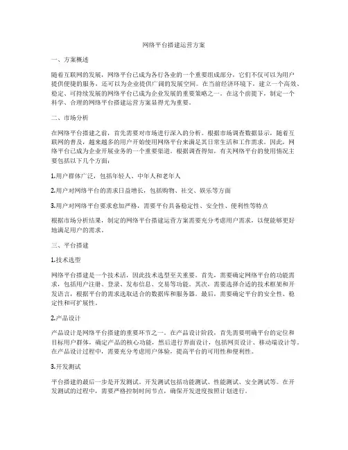 网络平台搭建运营方案