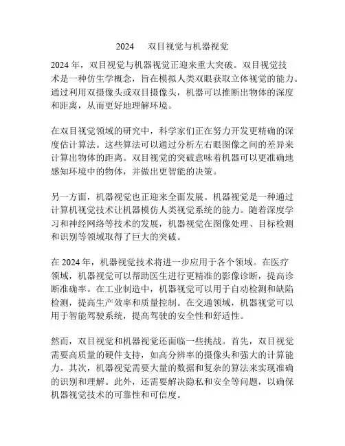 2024      双目视觉与机器视觉