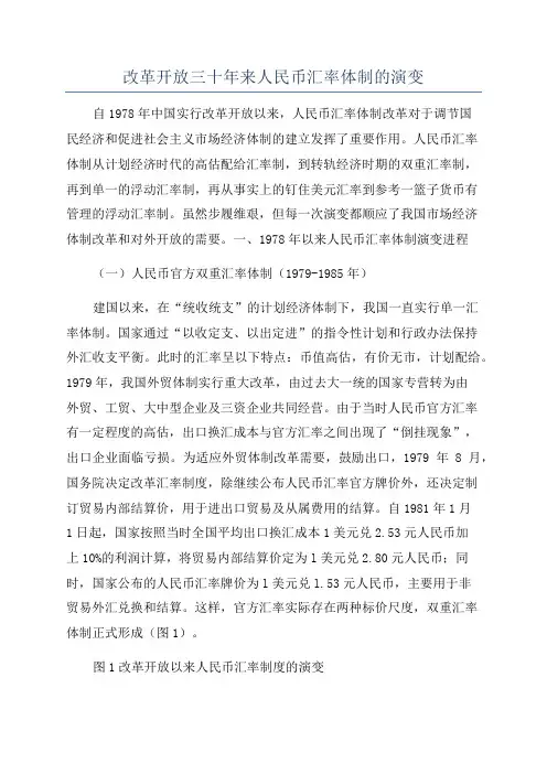 改革开放三十年来人民币汇率体制的演变