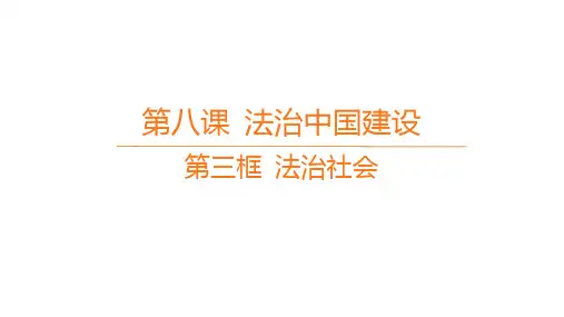 高中思想政治必修第三册精品课件 第三单元 全面依法治国 第三框 法治社会