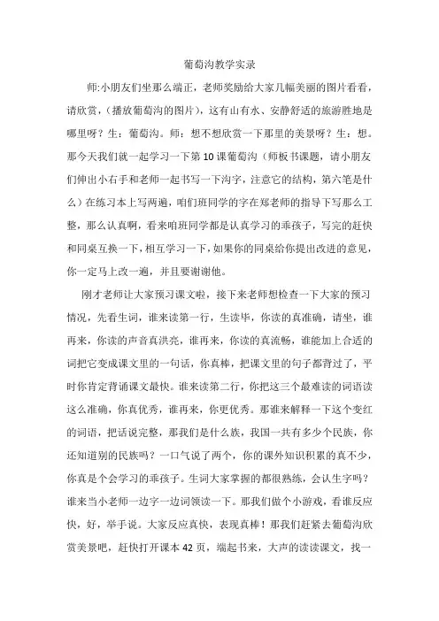 葡萄沟教学实录