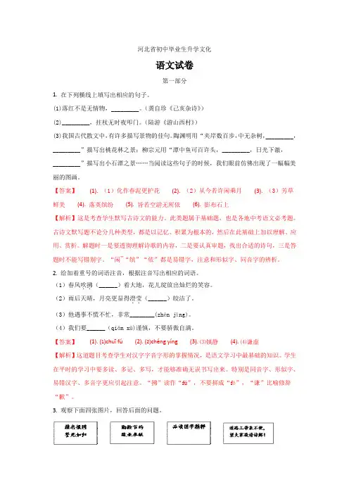 河北省2021年中考语文试题(含解析)