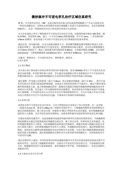 微妙脉冲不可逆电穿孔治疗区域仿真研究