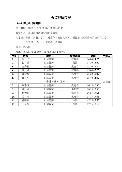 会议具体议程