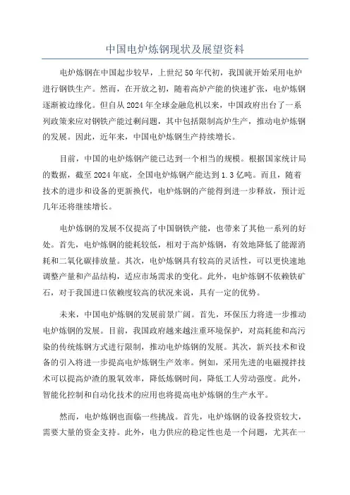 中国电炉炼钢现状及展望资料