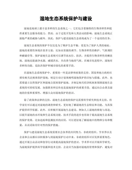湿地生态系统保护与建设